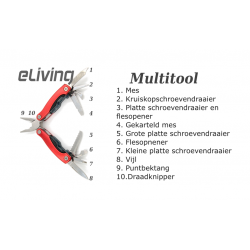 Mini Multitool Tang, 10 in 1 combinatietang met zakmes. Incl. etui