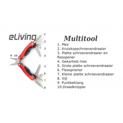 Mini-Multitool-Zange, 10 in 1 Kombinationszange mit Taschenmesser. Inkl. Etui