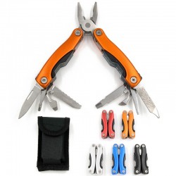 Mini-Multitool-Zange, 10 in 1 Kombinationszange mit Taschenmesser. Inkl. Etui