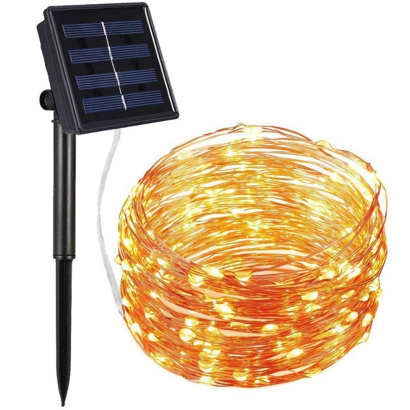 op zonne-energie, LED string van 10 meter & 100 Warm Wit licht.