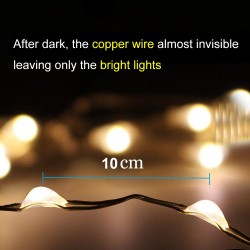 Kerstlampjes op zonne-energie, LED string van 10 meter & 100 lampjes. Warm Wit licht.