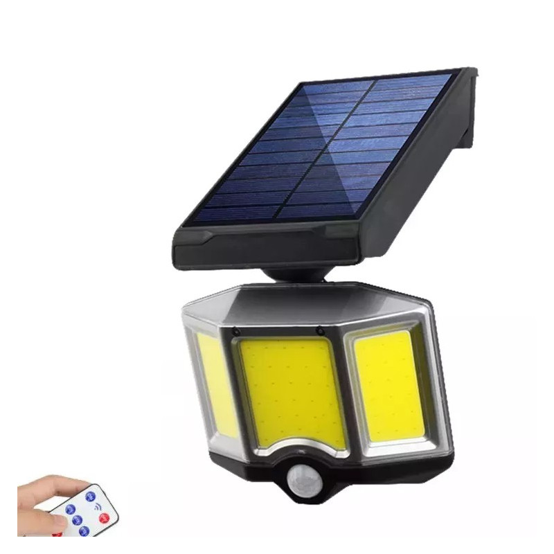 Lampe d'extérieur avec panneau solaire, lampe d'extérieur rotative alimentée par l'énergie solaire avec des panneaux LED COB eff