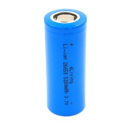26650 3,7V Flat Top Batterij. Li-ion, 5000mAh. (65,5x26mm)