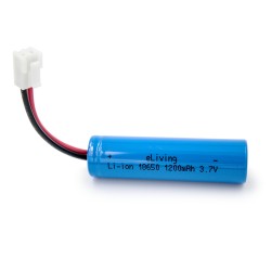 Batterie 18650 3,7V li-ion avec câble et connecteur. 1200mAh.