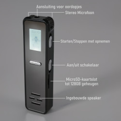 Sprachrekorder mit MicroSD-Kartensteckplatz
