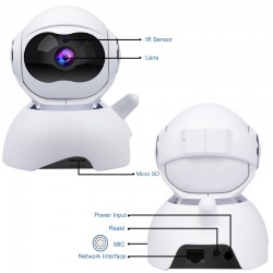 Wifi IP PTZ Bewakingscamera voor binnen, Babycamera FullHD, met MicroSD kaartslot en nachtvisie