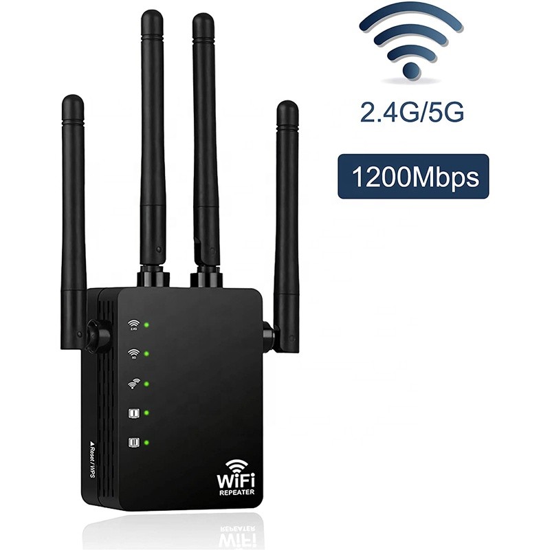 Een zekere Aanzetten Westers 5Ghz en 2.4Ghz Dual Band Wifi Repeater 1200Mbps